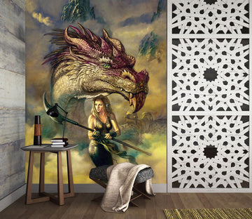 3D Dragon Woman Weapon 7146 Ciruelo Wall Mural Wall Murals