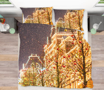 3D Golden House 52184 Christmas Quilt Duvet Cover Xmas Bed Pillowcases