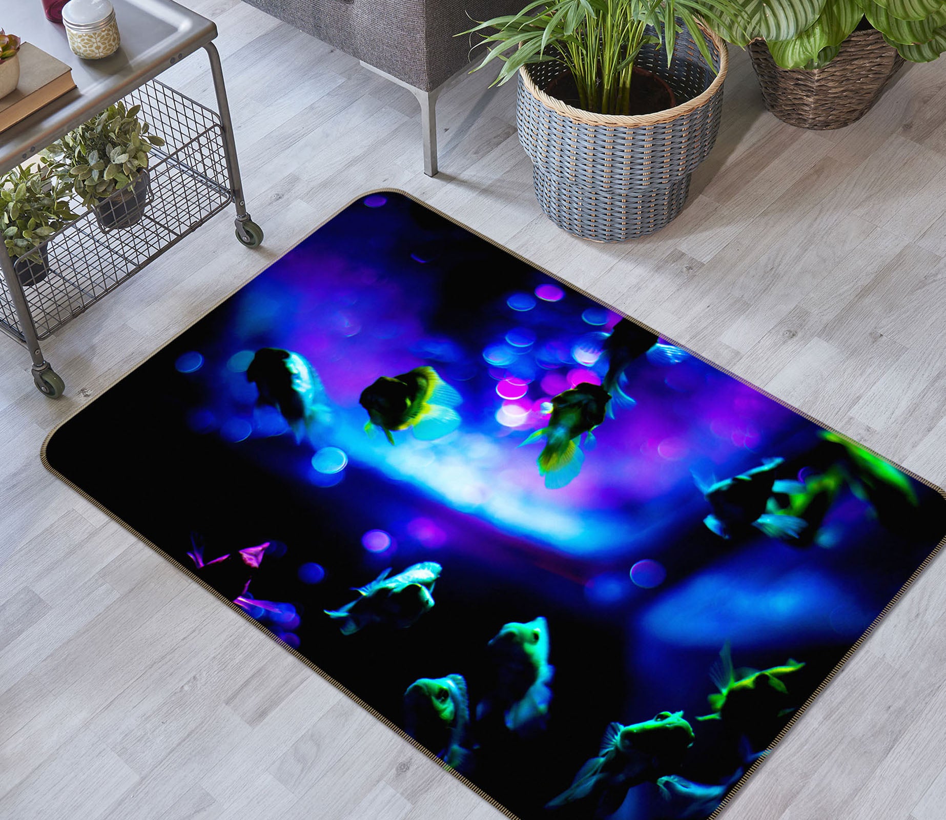 3D Blue Flowers 1001 Noirblanc777 Rug Non Slip Rug Mat