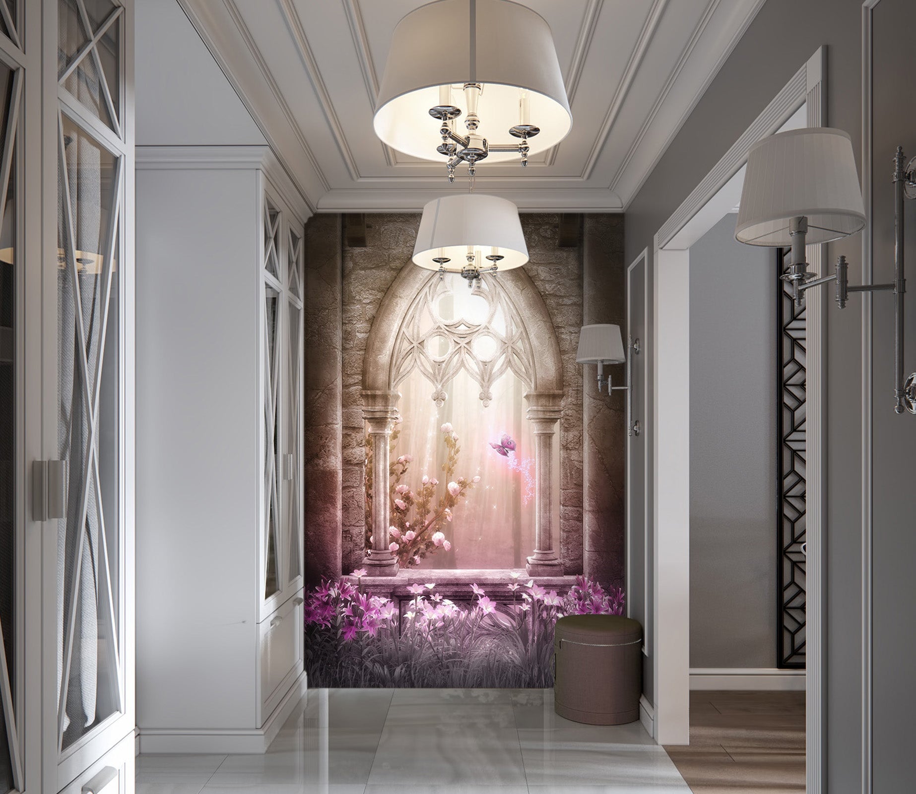 3D Fantasy Pink Arch 111 Wall Murals Wallpaper AJ Wallpaper 