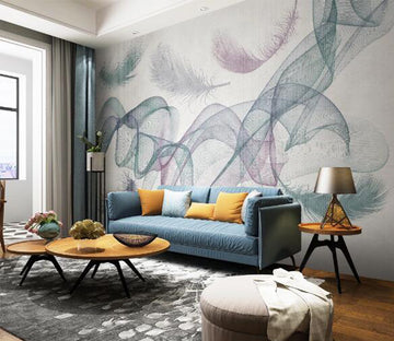 3D Blue Feather WC1301 Wall Murals