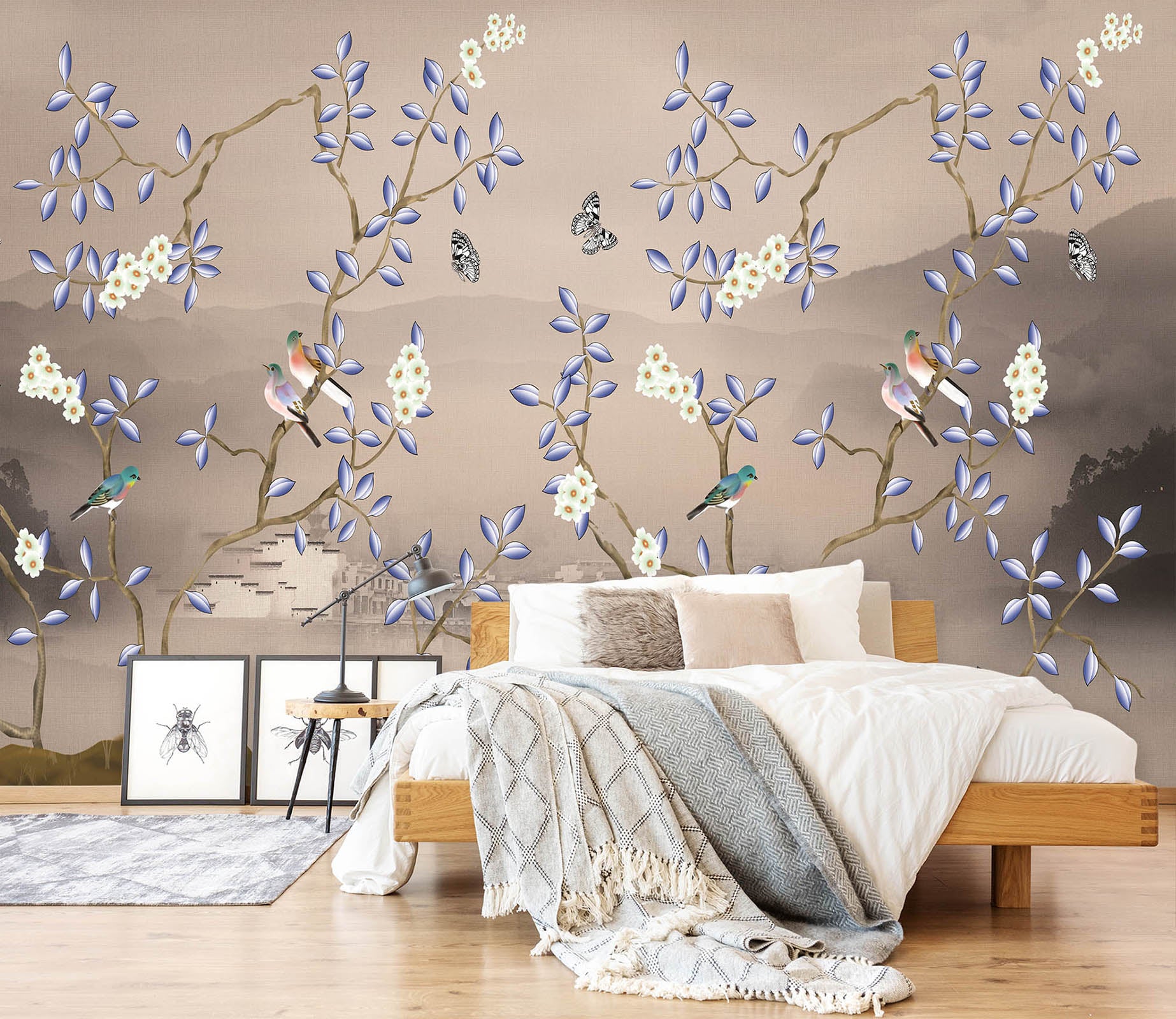 3D Flower Bird 1454 Wall Murals
