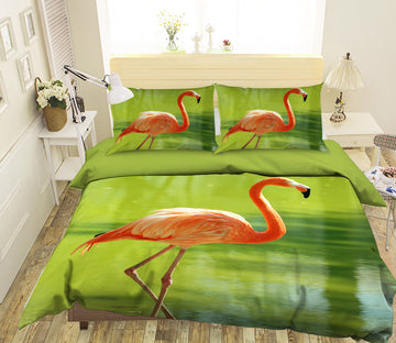 3D River Flamingo 025 Bed Pillowcases Quilt
