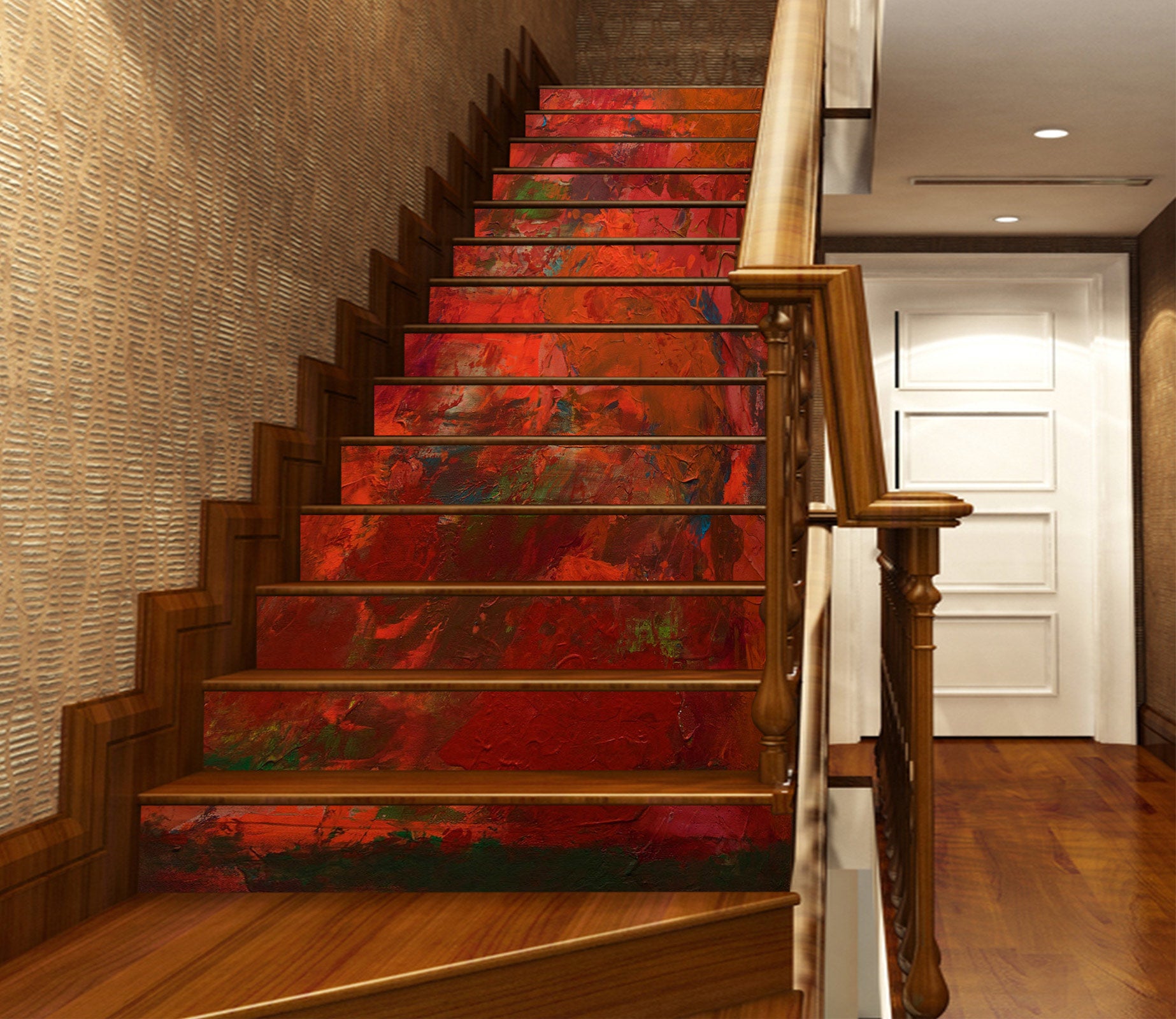 3D Red Abstract Oil Painting 90173 Allan P. Friedlander Stair Risers