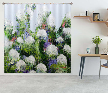 3D White Flowers 267 Allan P. Friedlander Curtain Curtains Drapes