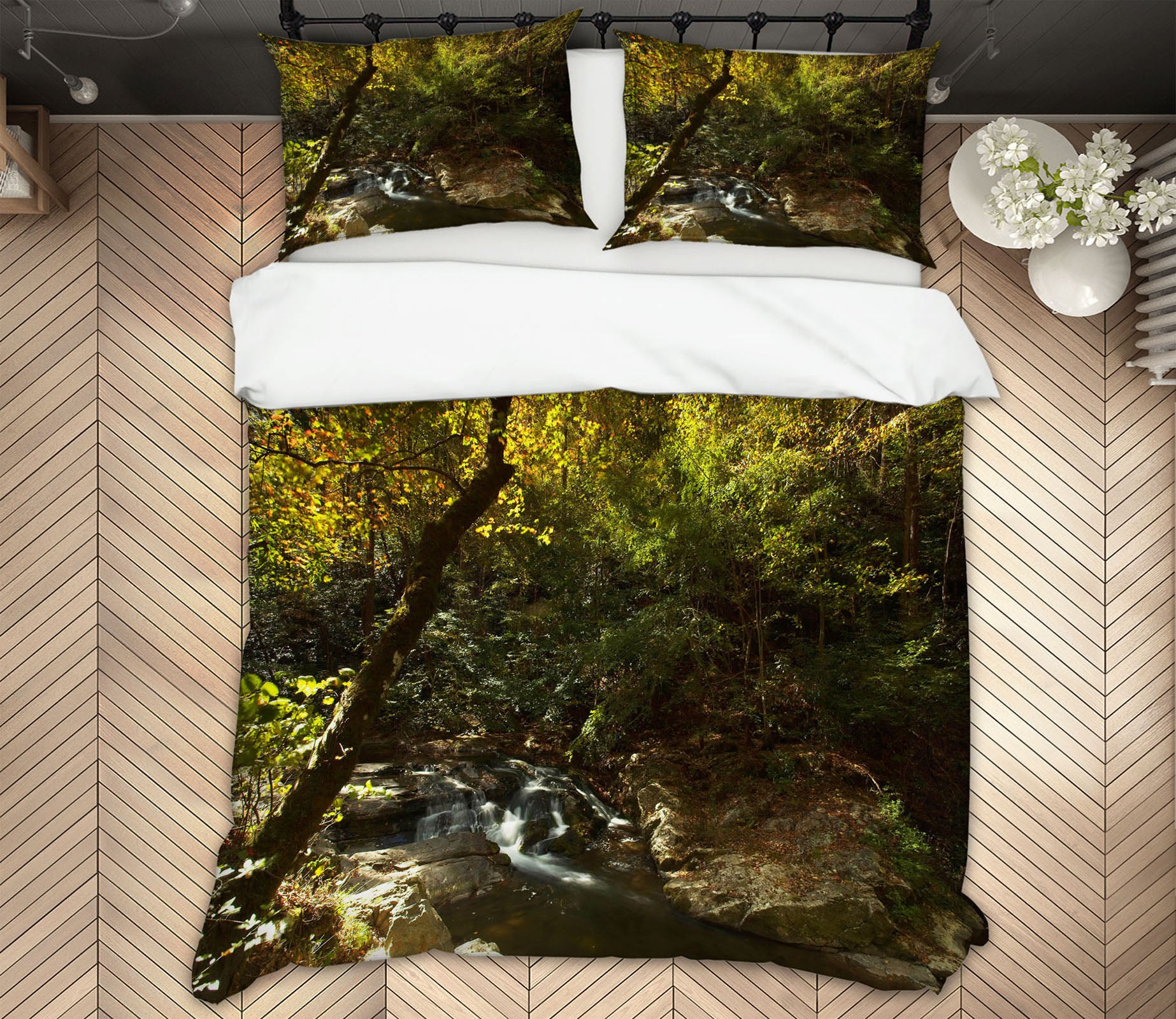 3D Trees Creek 11177 Kathy Barefield Bedding Bed Pillowcases Quilt