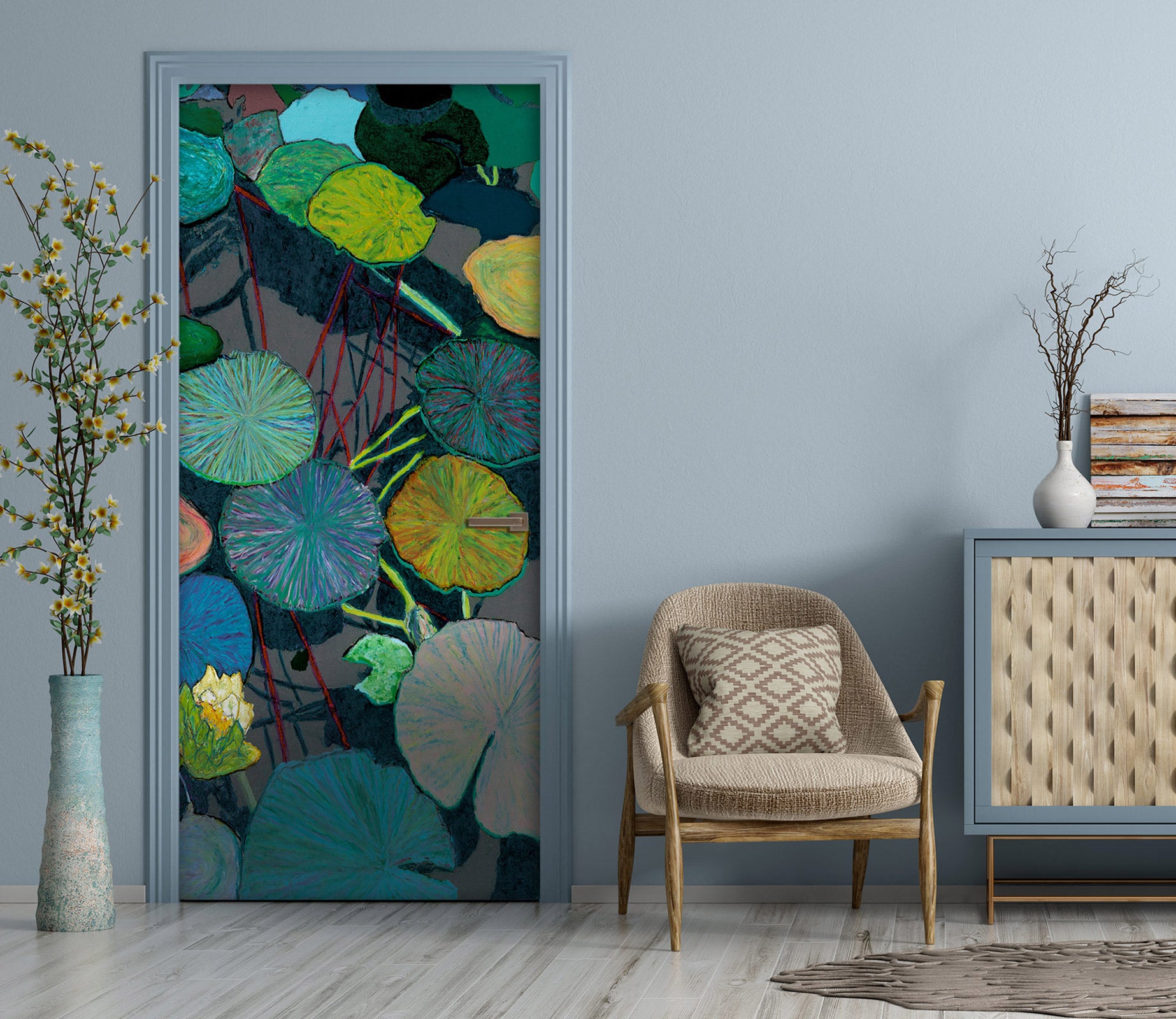 3D Lotus Leaf Pattern 93156 Allan P. Friedlander Door Mural