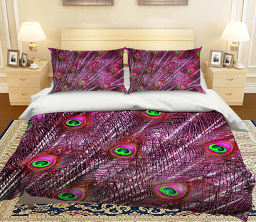 3D Peacock Feather 1921 Bed Pillowcases Quilt