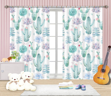 3D Cactus Flower 245 Uta Naumann Curtain Curtains Drapes