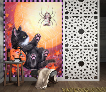 3D Halloween Black Cat 5570 Kayomi Harai Wall Mural Wall Murals