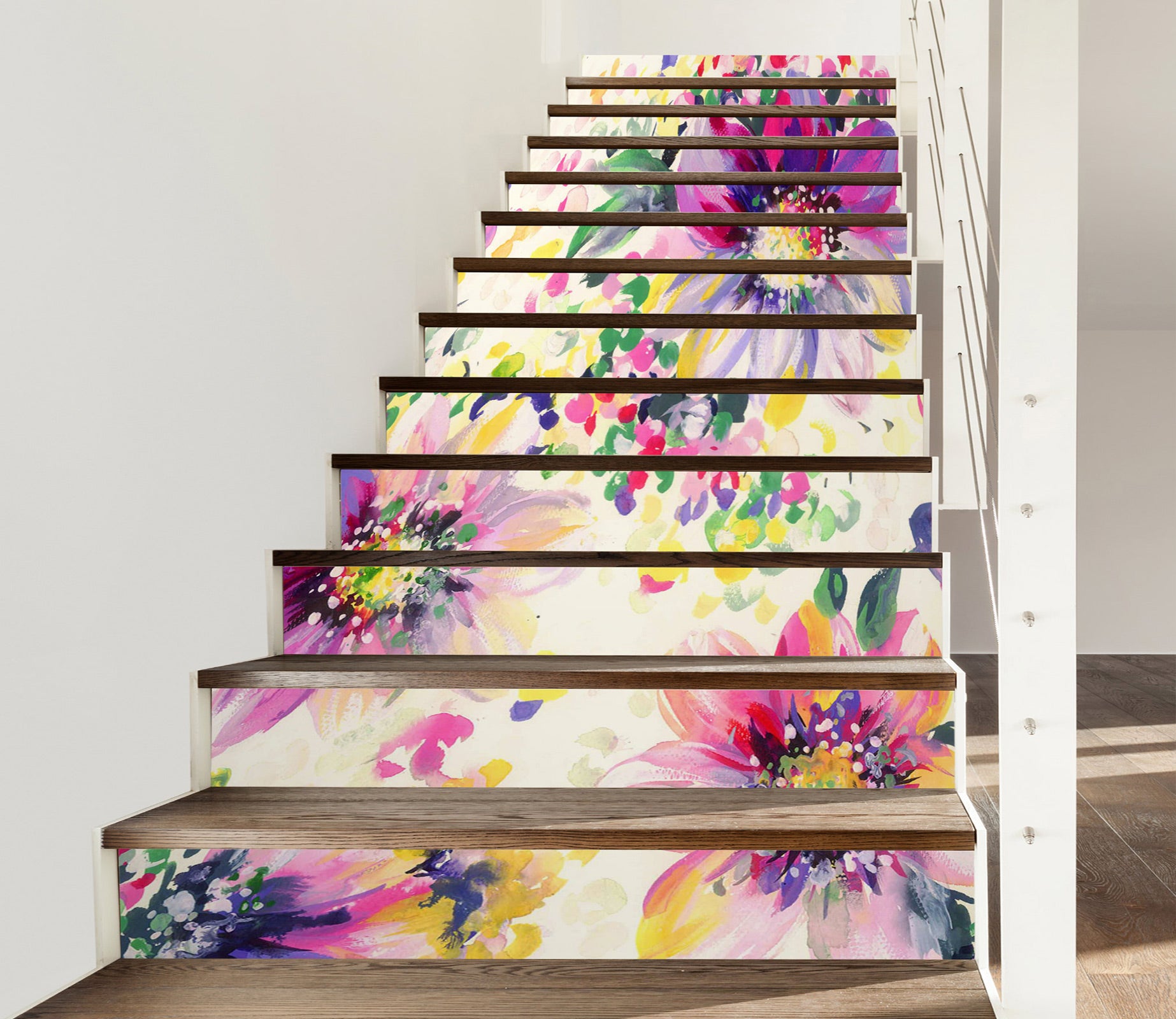 3D Colorful Dotted Flowers 303 Stair Risers