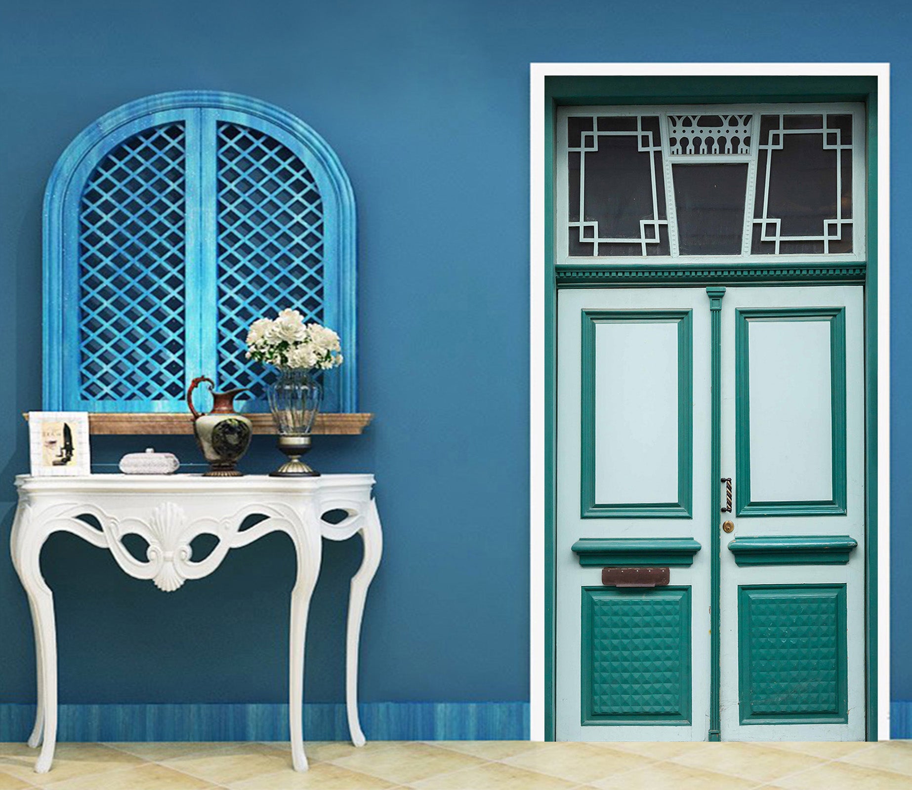 3D Green Gate 010 Door Mural