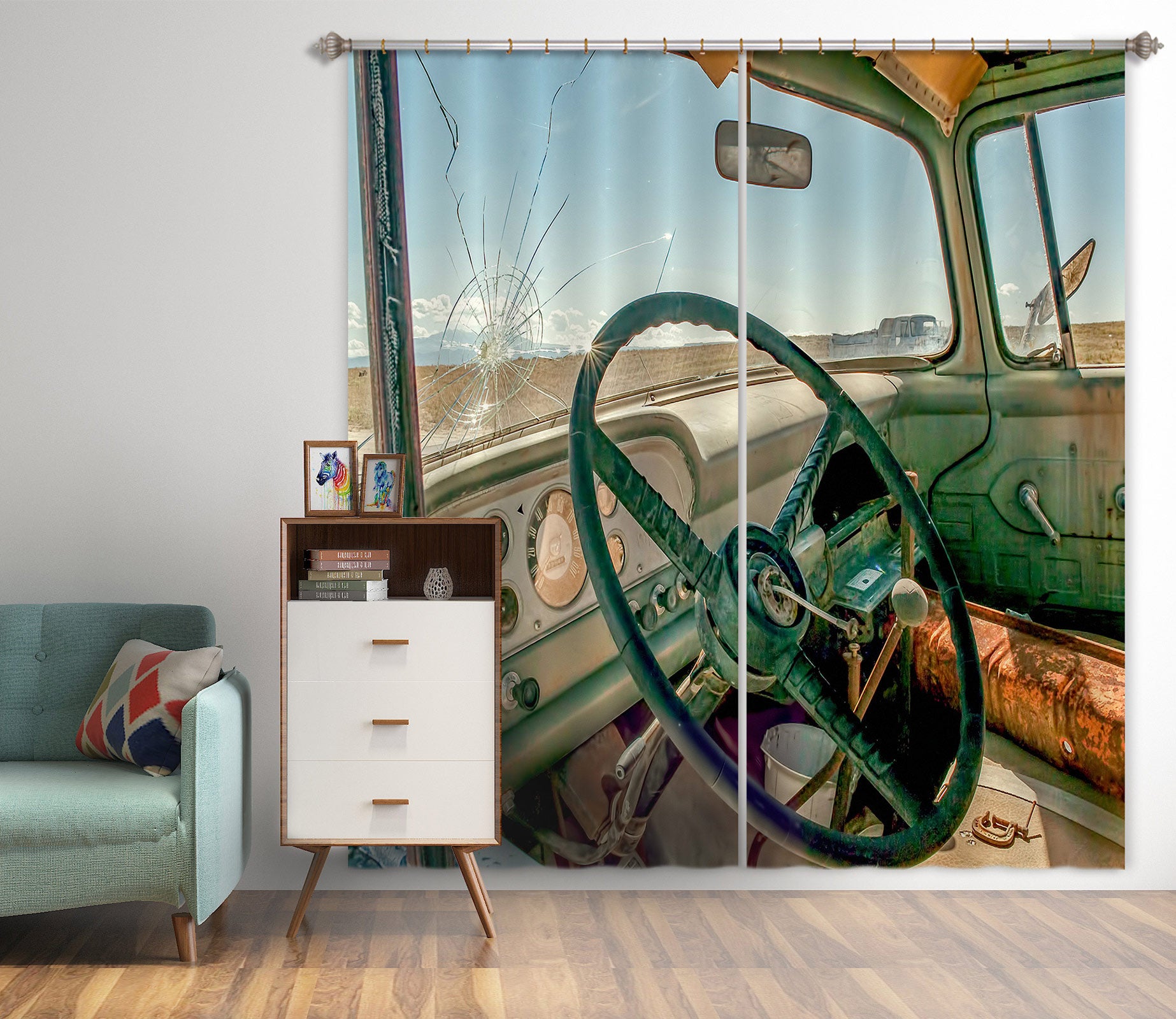 3D Green Steering Wheel 5311 Beth Sheridan Curtain Curtains Drapes