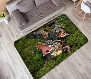 3D Crocodile Mouth 1051 Jerry LoFaro Rug Non Slip Rug Mat
