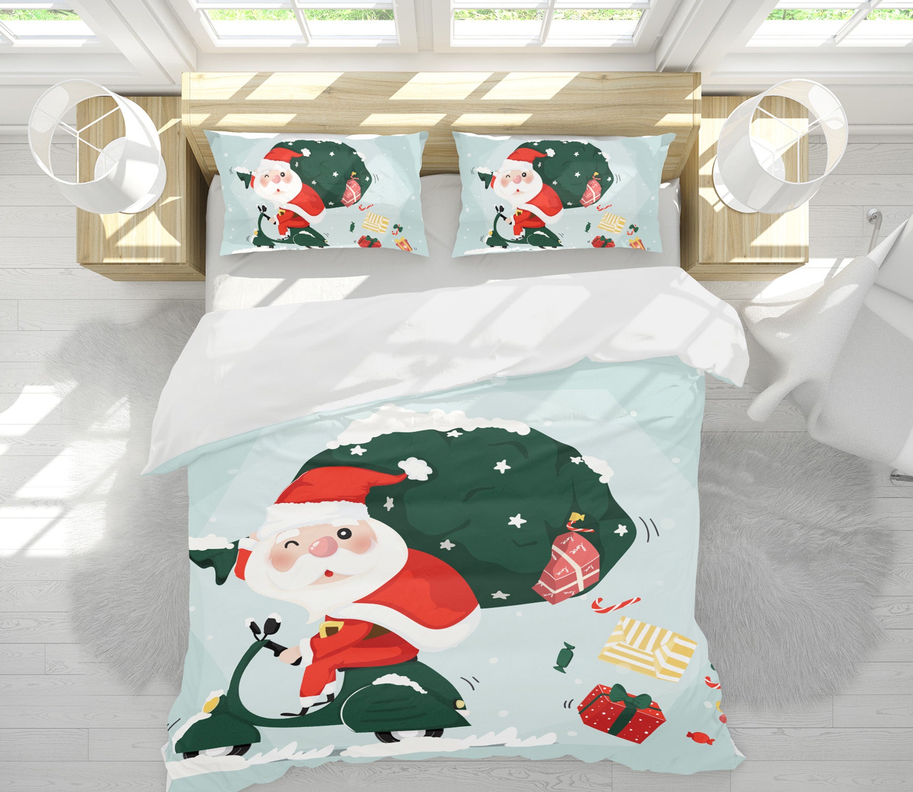 3D Santa Claus 67004 Bed Pillowcases Quilt