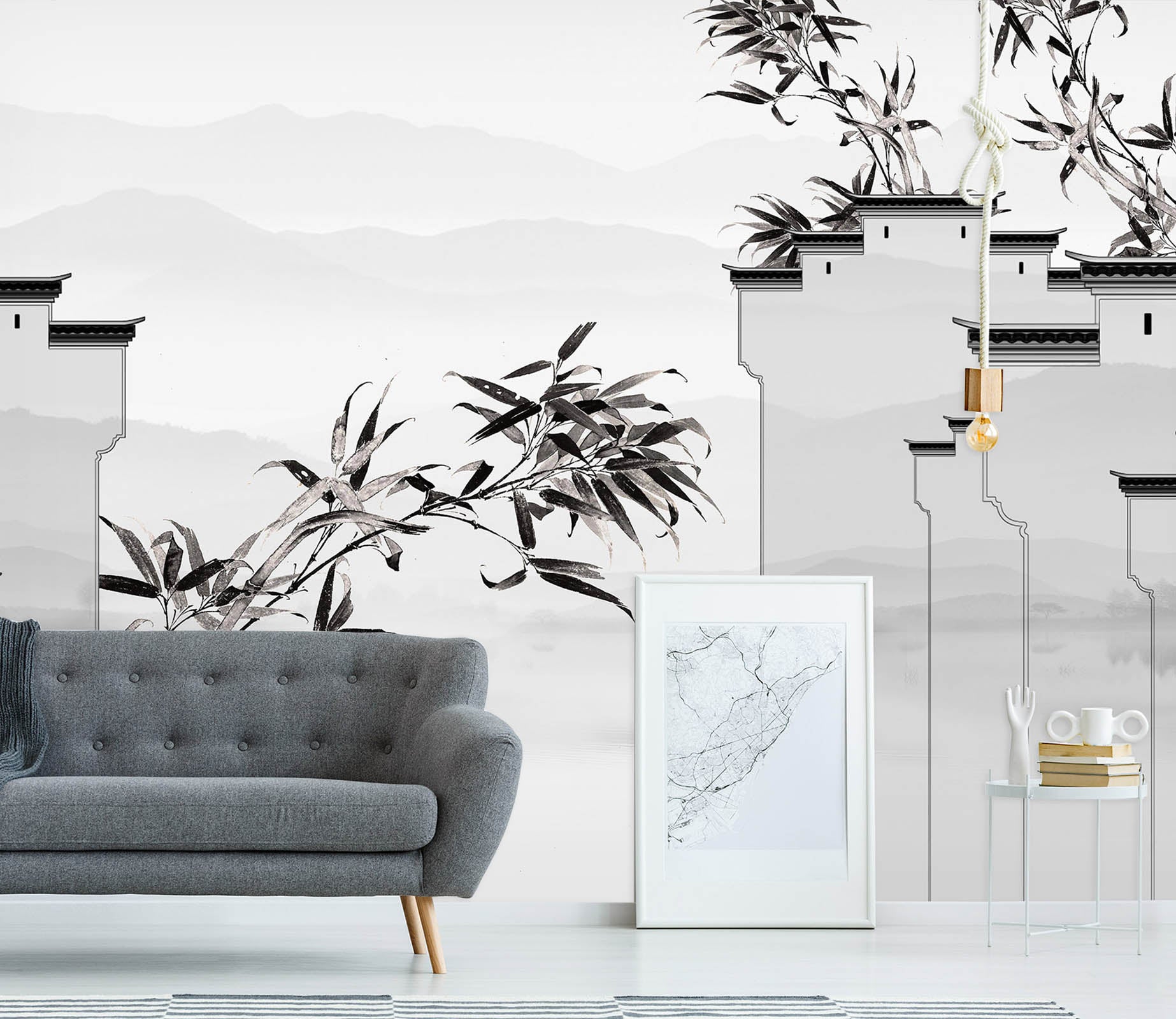 3D Black Bamboo Forest 1596 Wall Murals