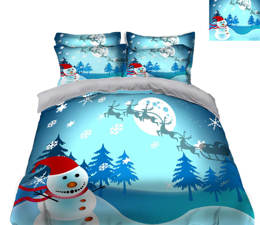 3D Snowman 32006 Christmas Quilt Duvet Cover Xmas Bed Pillowcases