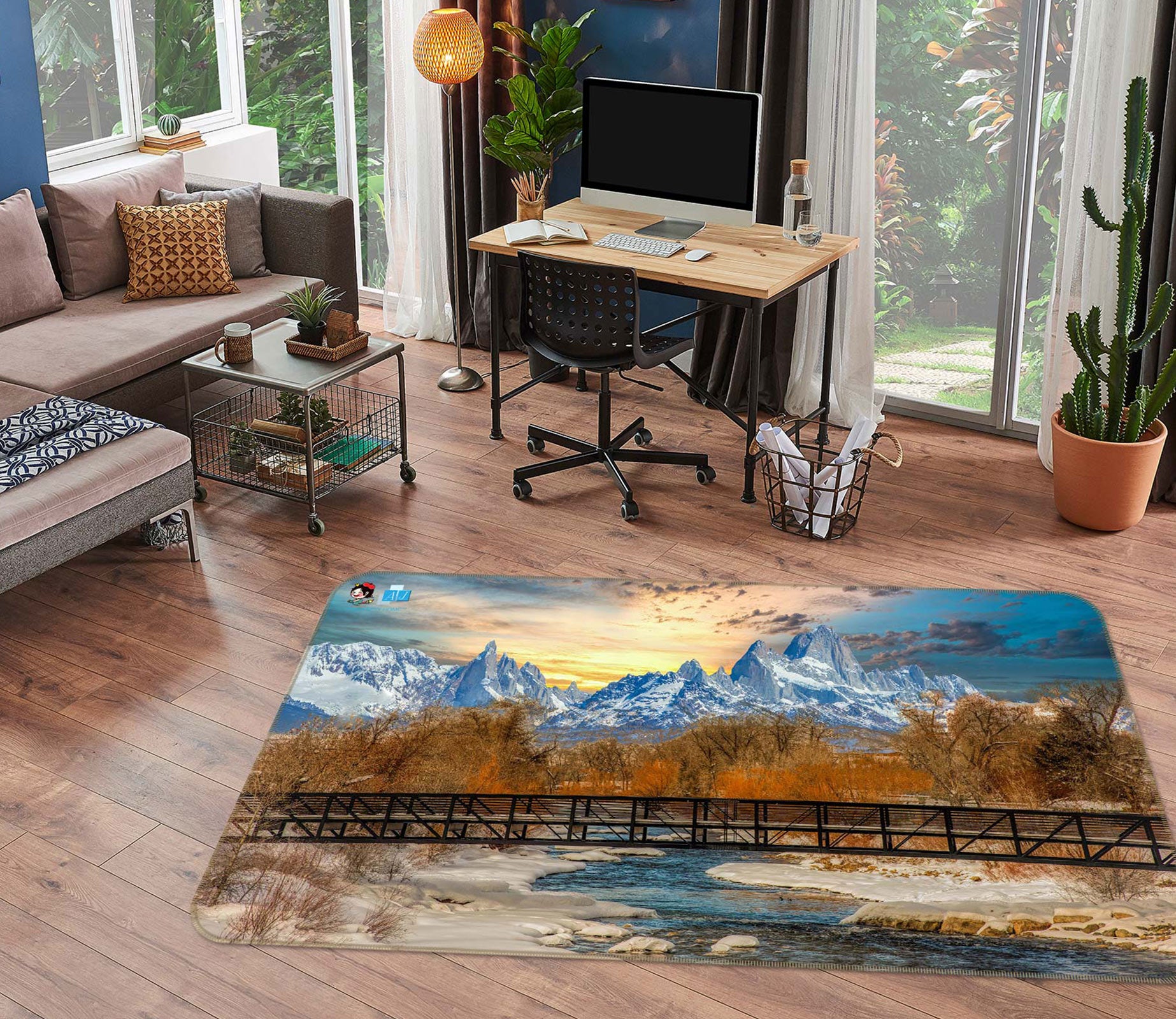 3D Snow Mountain 5157 Beth Sheridan Rug Non Slip Rug Mat