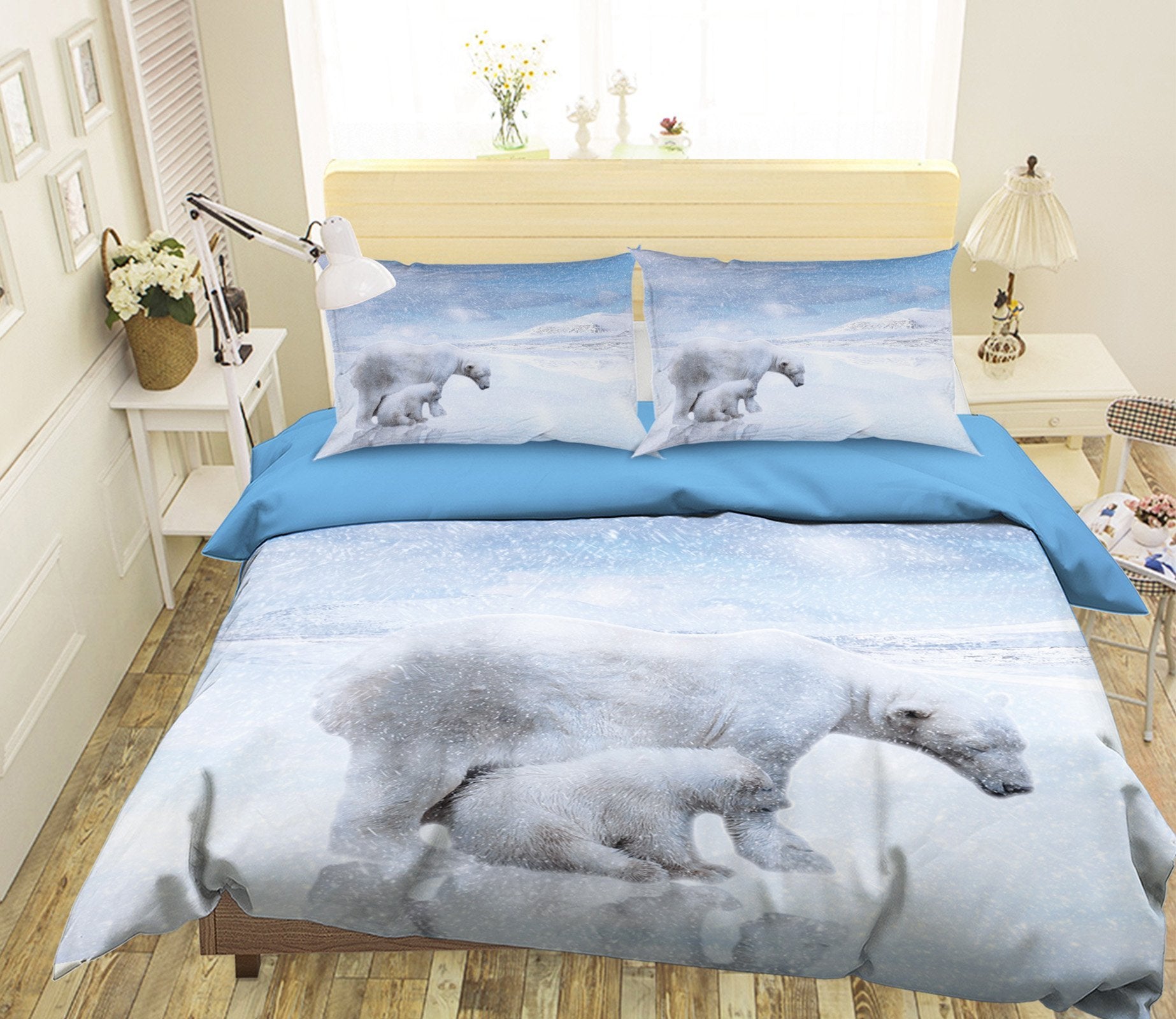 3D Polar Bear 1987 Bed Pillowcases Quilt Quiet Covers AJ Creativity Home 