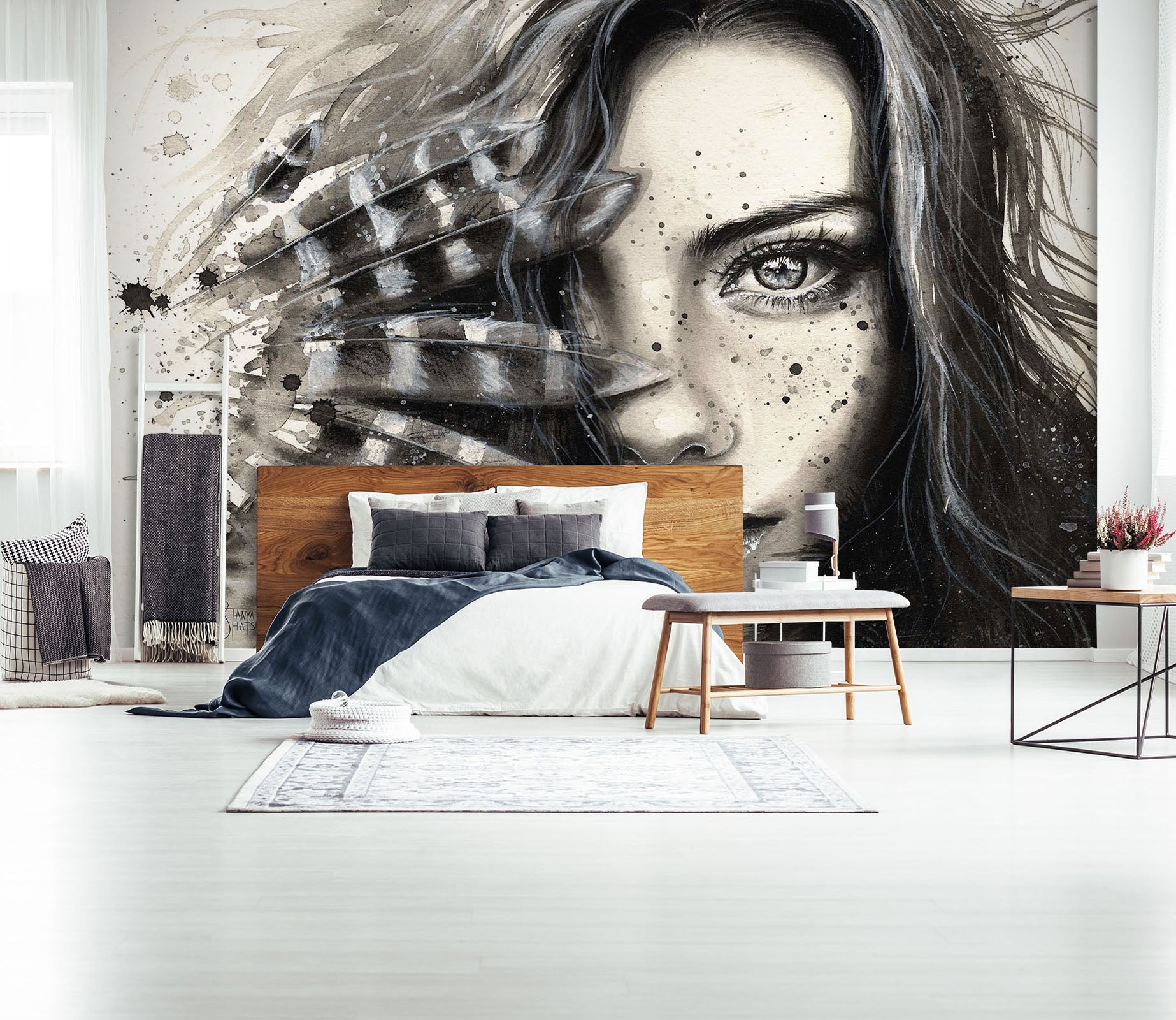 3D Hand Drawn Girl 1669 Wall Murals