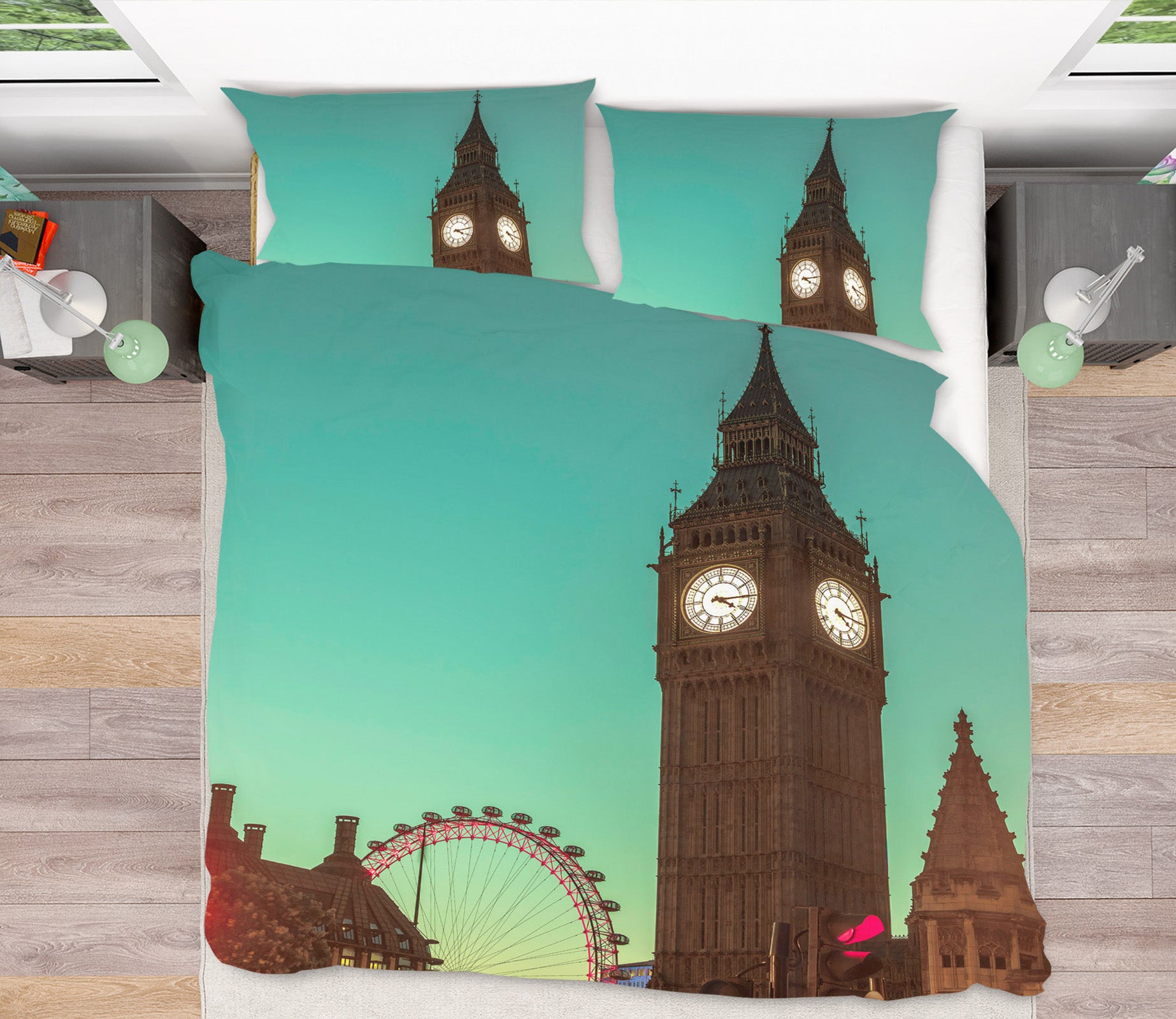 3D Clock Tower Ferris Wheel 8634 Assaf Frank Bedding Bed Pillowcases Quilt
