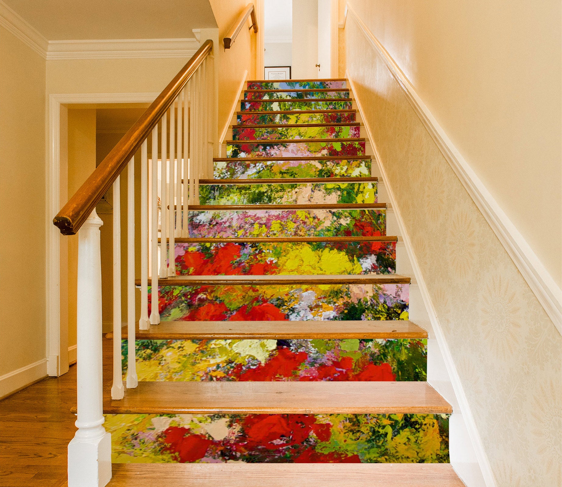 3D Colorful Flower Field 90166 Allan P. Friedlander Stair Risers