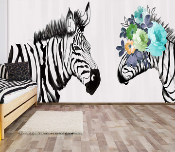 3D Flower Zebra 1641 Wall Murals