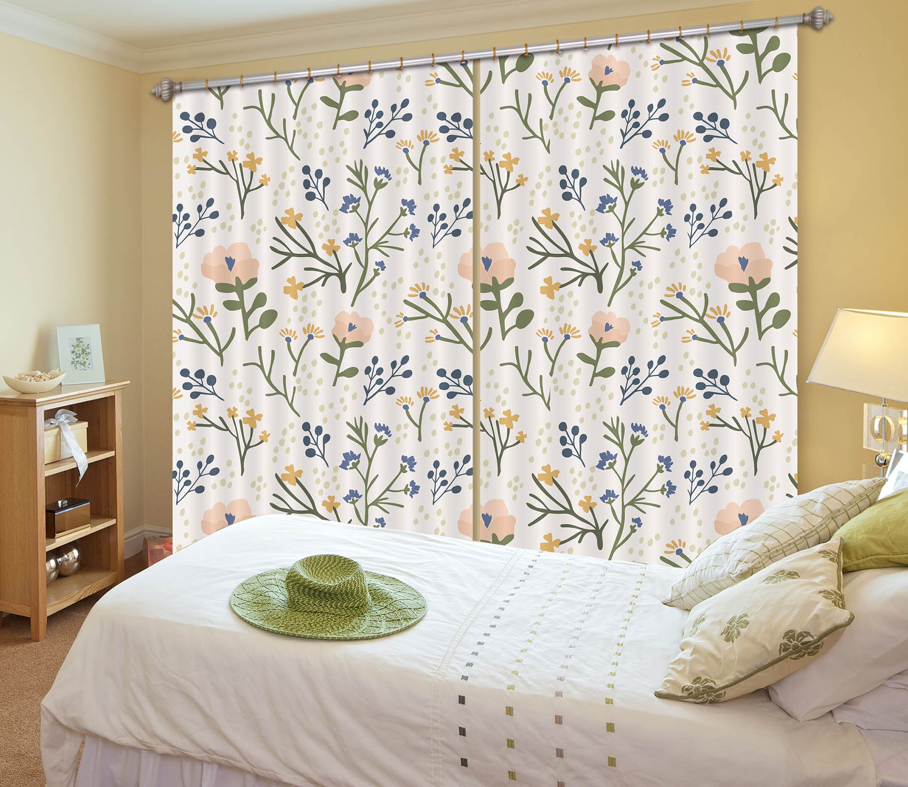 3D Cute Flowers 049 Jillian Helvey Curtain Curtains Drapes