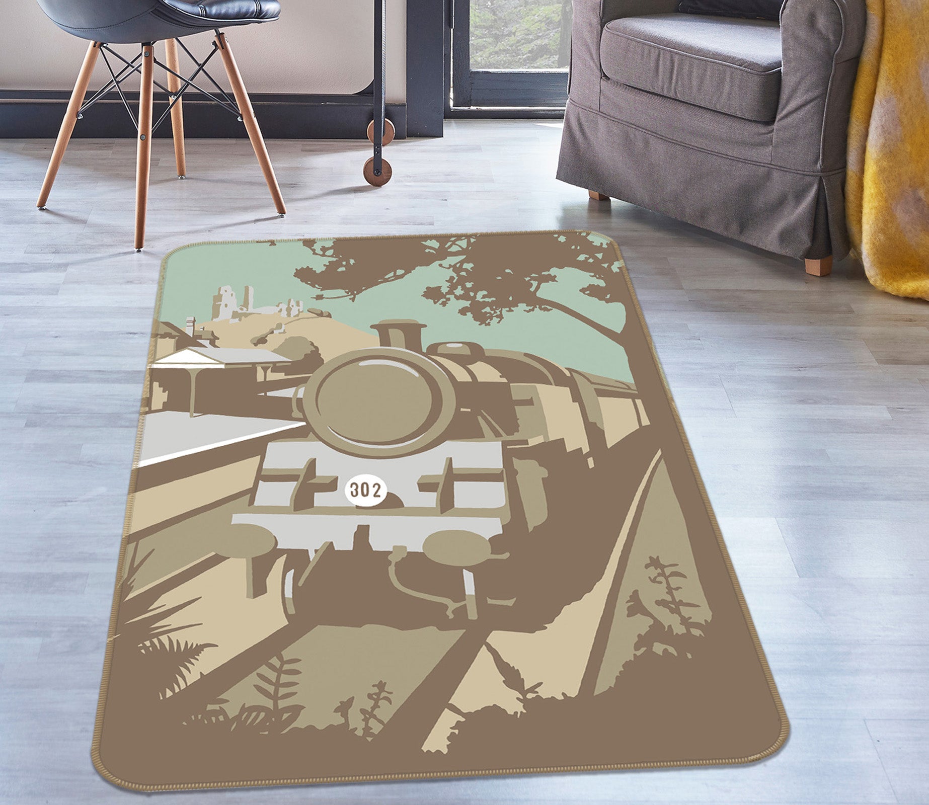 3D Swanage Railway 1009 Steve Read Rug Non Slip Rug Mat