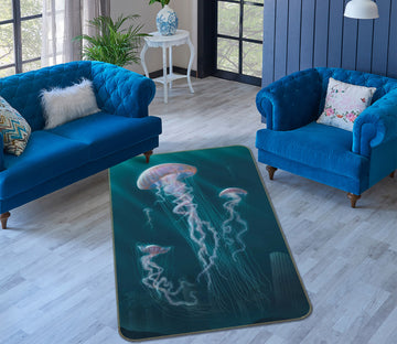 3D Jellyfish Def 1045 Vincent Hie Rug Non Slip Rug Mat
