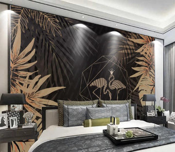 3D Light-colored Couple Flamingos 2505 Wall Murals