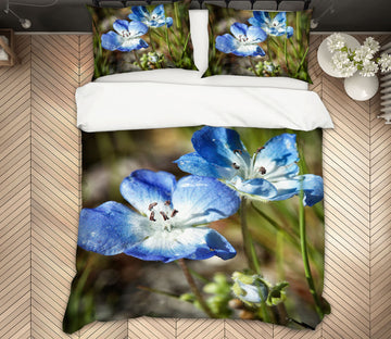 3D Blue Flowers 62169 Kathy Barefield Bedding Bed Pillowcases Quilt