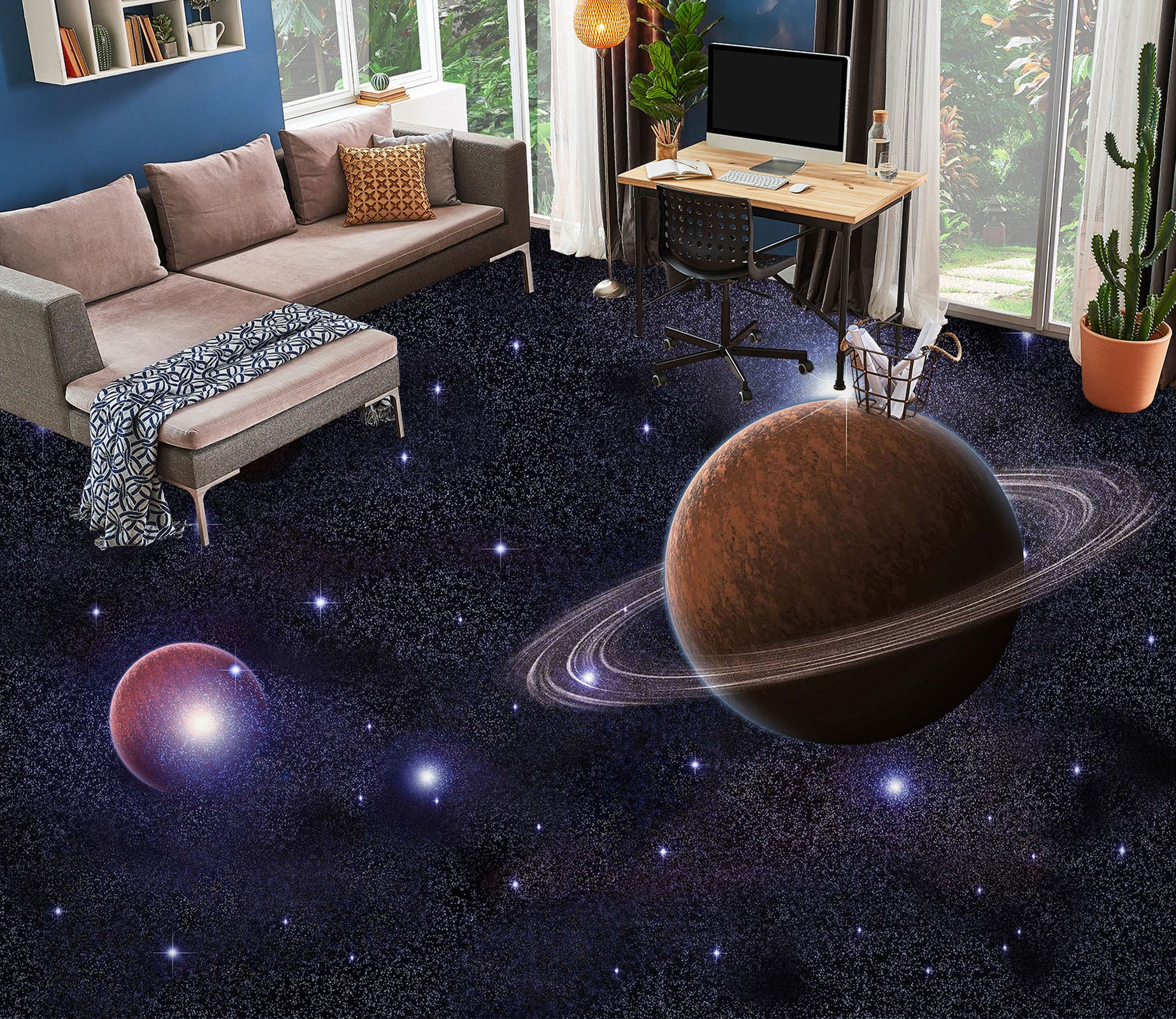 3D Mysterious Saturn 013 Floor Mural  Wallpaper Murals Rug & Mat Print Epoxy waterproof bath floor