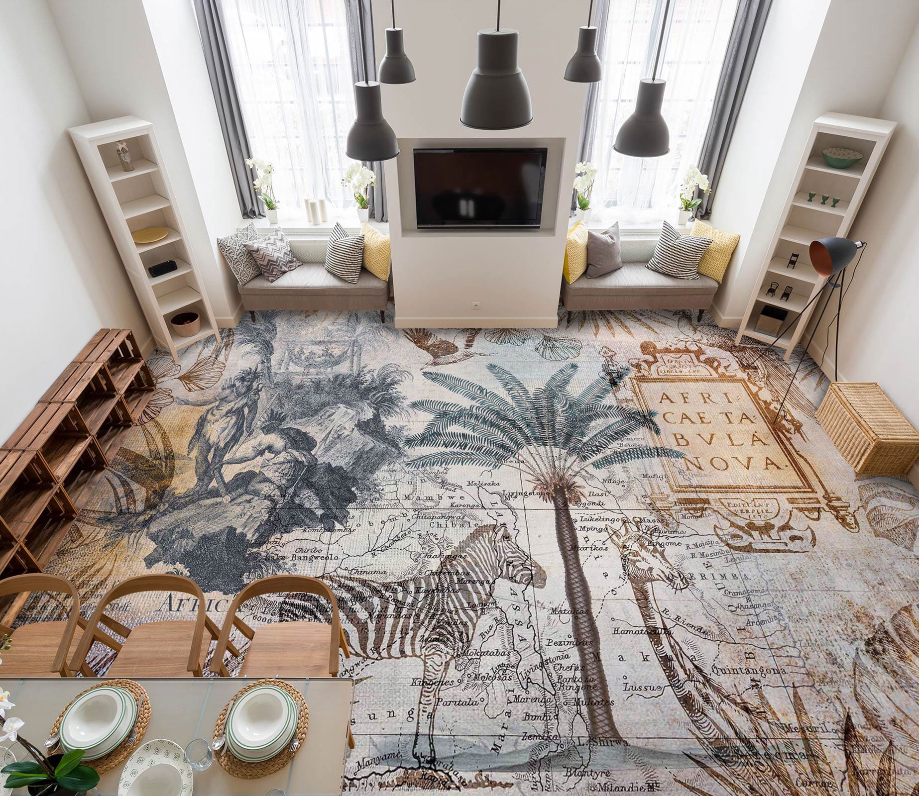 3D Zebra Jungle 102109 Andrea Haase Floor Mural  Wallpaper Murals Self-Adhesive Removable Print Epoxy