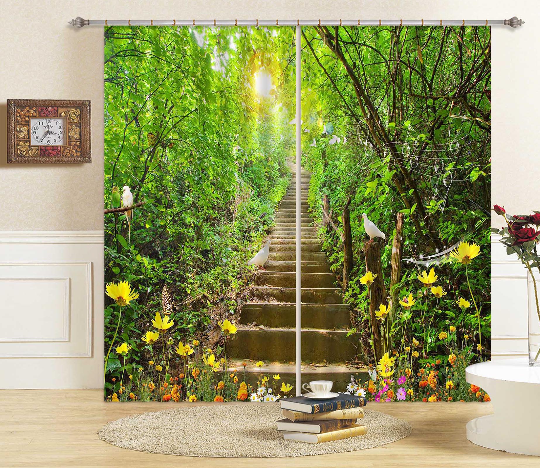 3D Forest Path 136 Curtains Drapes