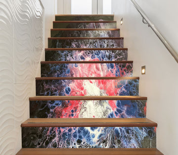 3D Blue Red Paint Pattern 90193 Valerie Latrice Stair Risers