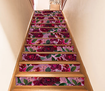 3D Pink Red Flower Pattern 103221 Uta Naumann Stair Risers