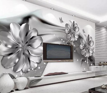 3D White Flowers 097 Wall Murals Wallpaper AJ Wallpaper 2 