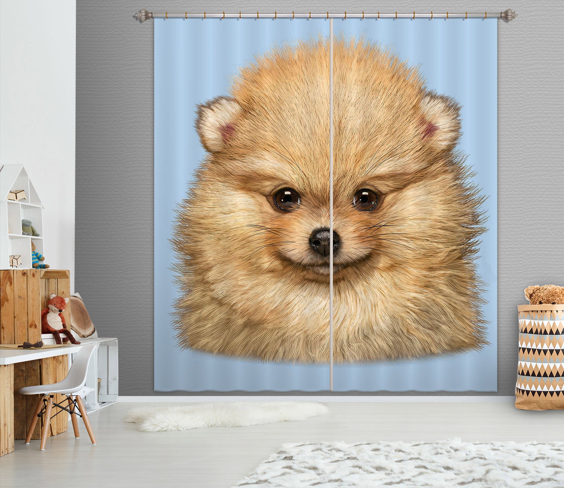 3D Cute Dog 062 Vincent Hie Curtain Curtains Drapes