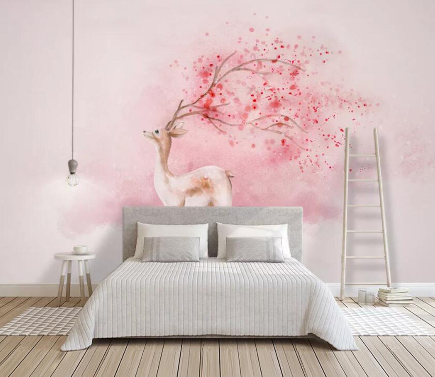 3D Pink Antler WC82 Wall Murals Wallpaper AJ Wallpaper 2 