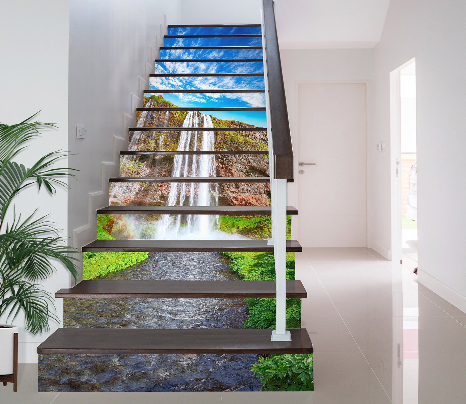 3D Wild Waterfall 442 Stair Risers