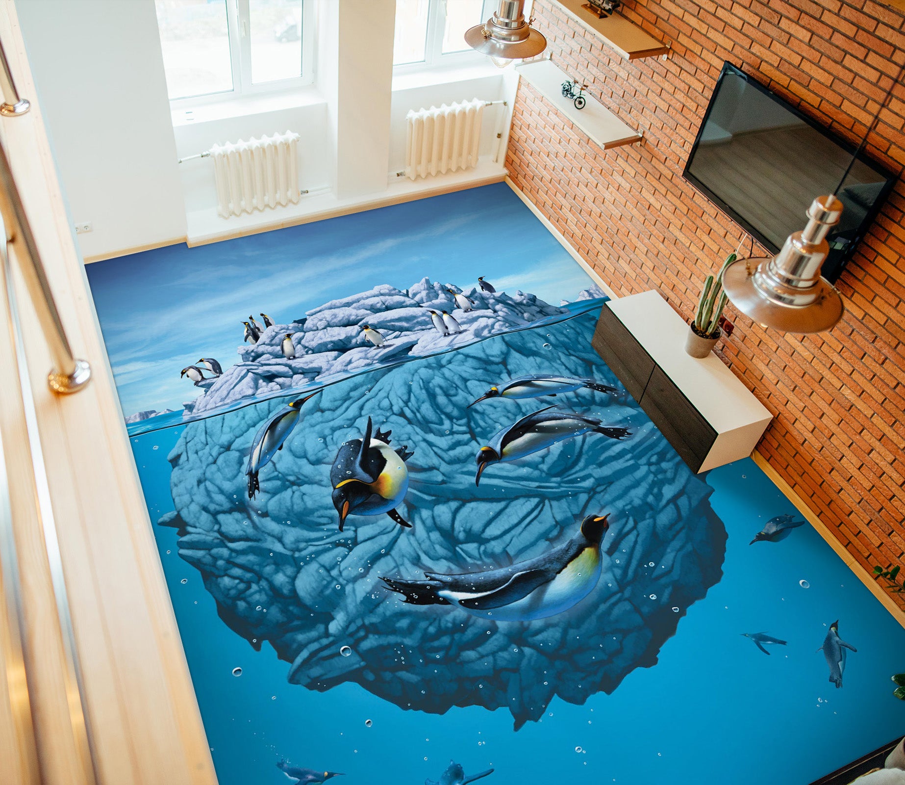 3D Penguin 98184 Vincent Floor Mural  Wallpaper Murals Self-Adhesive Removable Print Epoxy