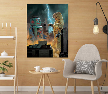 3D Catzilla Vs Robot Def 020 Vincent Hie Wall Sticker