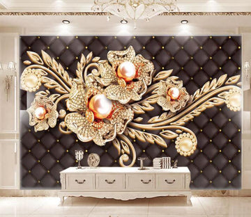 3D Yellow Diamond Flower WC366 Wall Murals