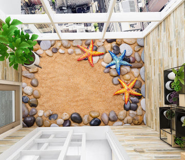 3D Three Brightly Colored Starfish 519 Floor Mural  Wallpaper Murals Rug & Mat Print Epoxy waterproof bath floor