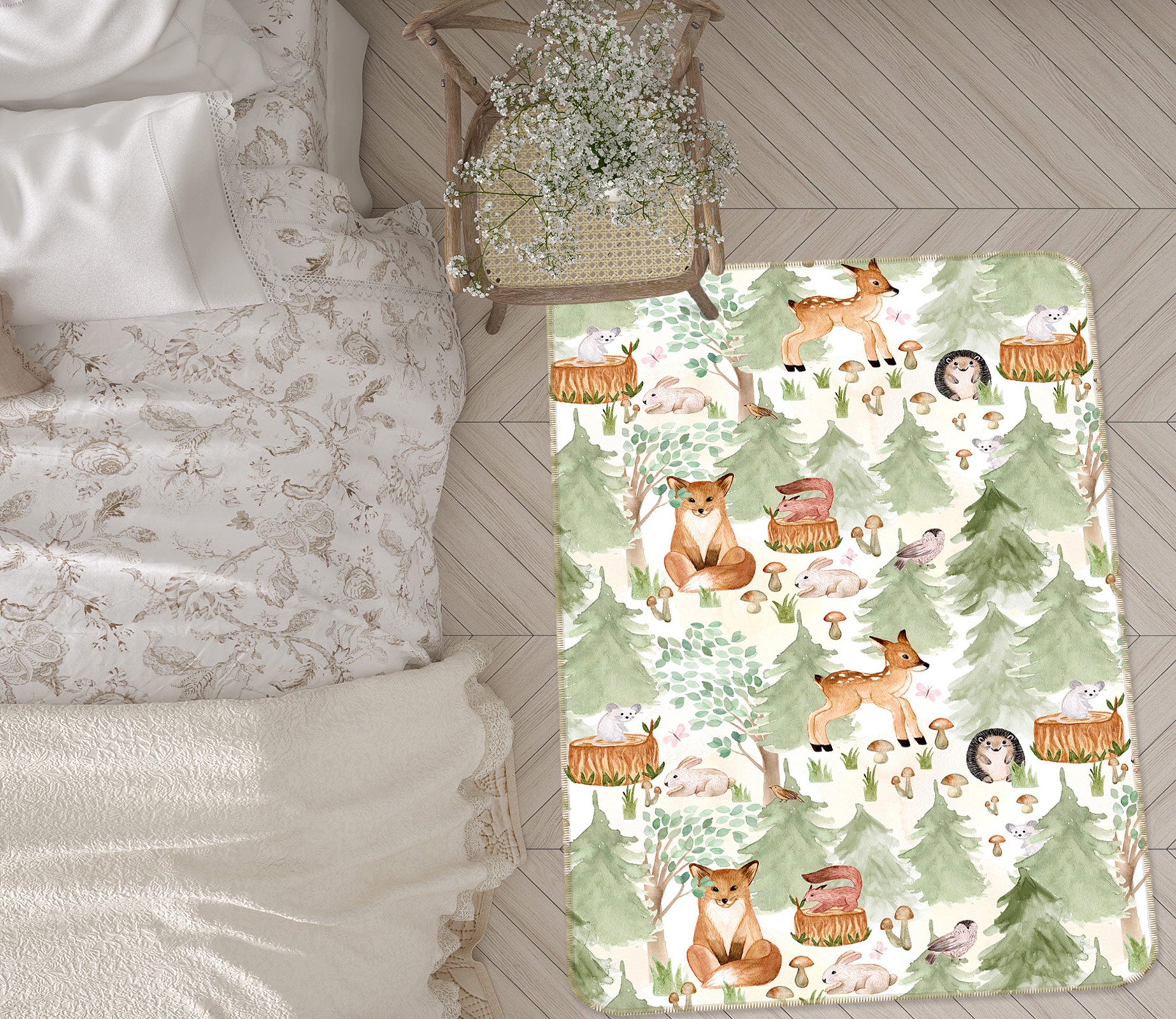 3D Fox Fawn Hedgehog 132 Uta Naumann Rug Non Slip Rug Mat