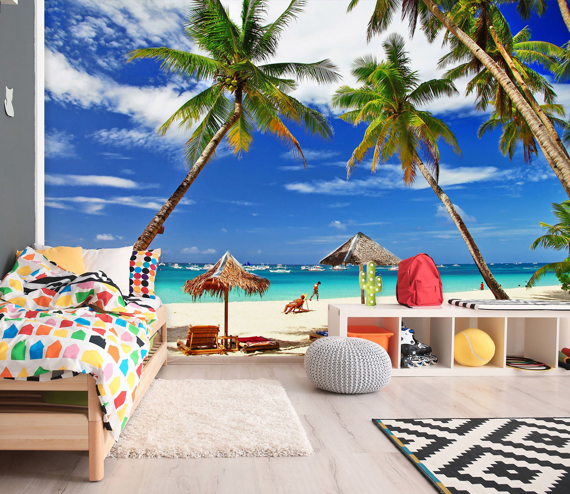 3D Beach Coconut Tree 57178 Wall Murals