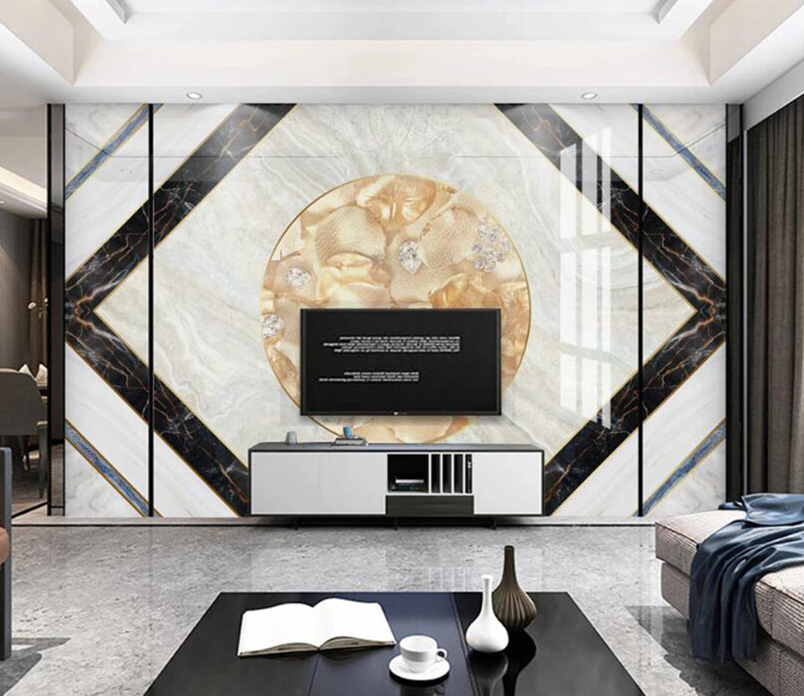 3D Golden Round Diamond 792 Wall Murals