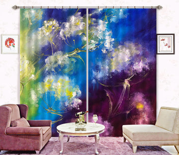 3D Purple Blue Flower 2413 Skromova Marina Curtain Curtains Drapes