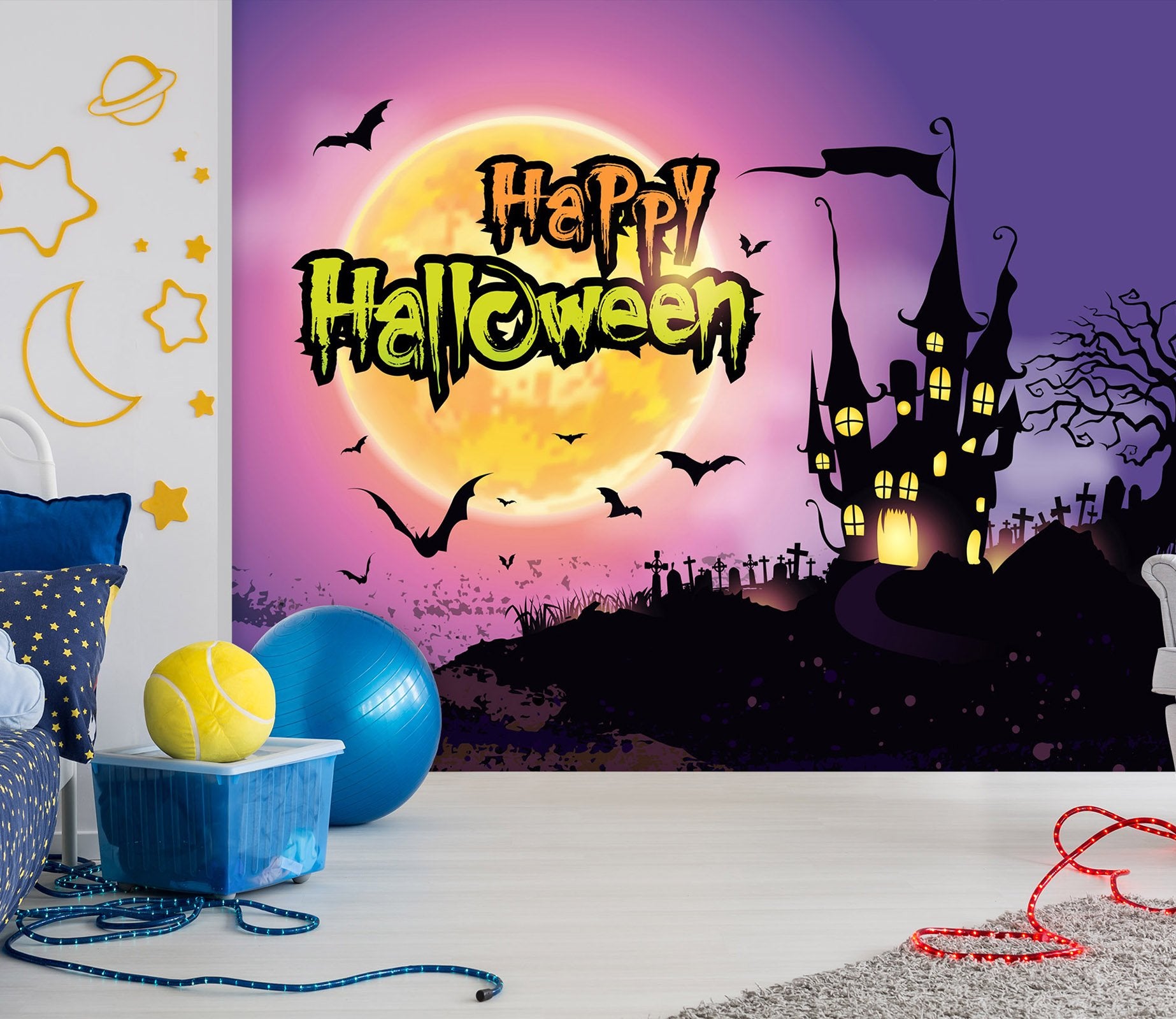 3D Bat Castle 1002 Halloween Wall Murals Wallpaper AJ Wallpaper 2 